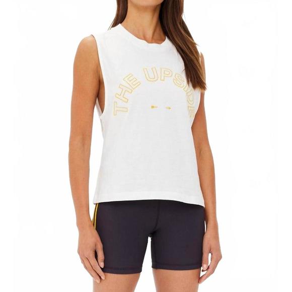 NEW THE UPSIDE dawson logo tank top in white - Picture 1 of 5